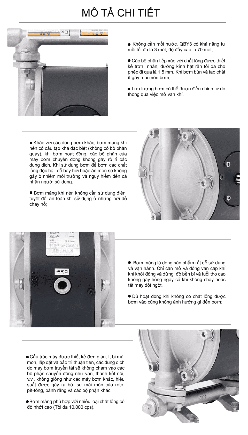 Bơm Màng Khí Nén GODO QBY4-15 inox