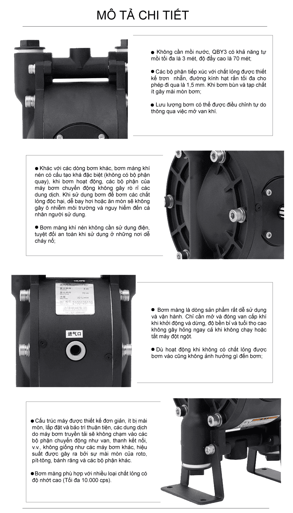 Bơm Màng Khí Nén GODO QBY4-15 Nhôm