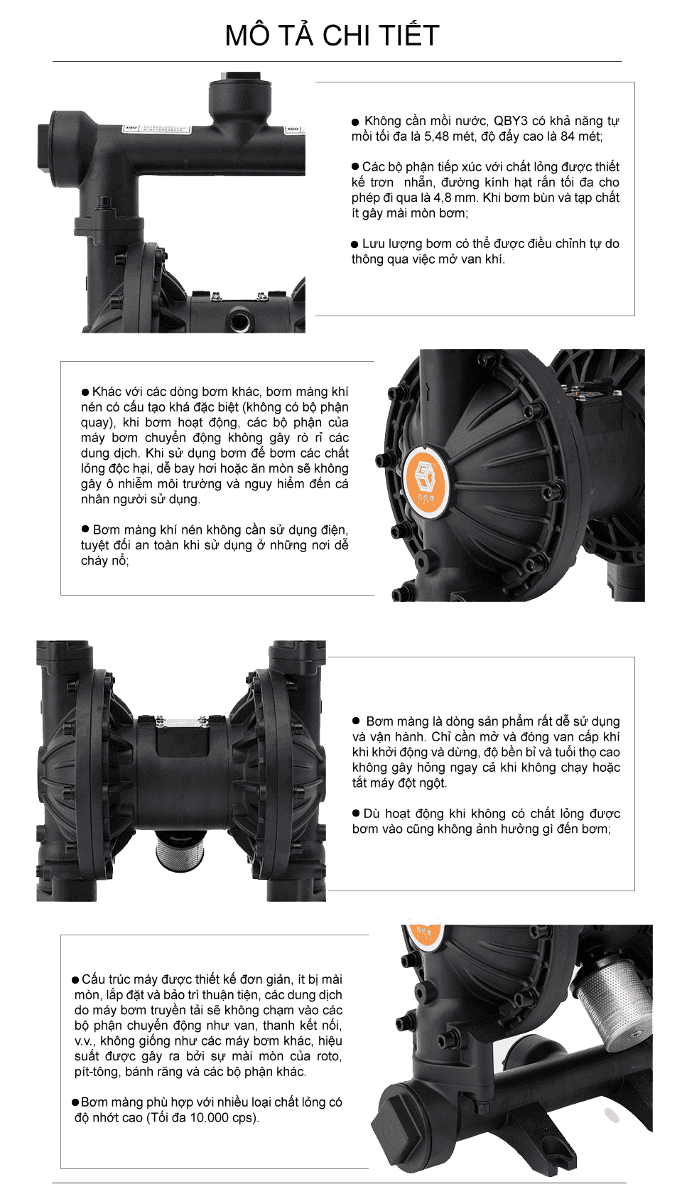 Bơm Màng Khí Nén GODO QBY3-65 GANG