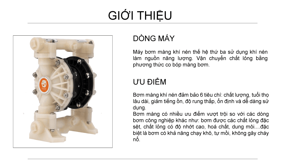 Bơm Màng Khí Nén GODO QBY3-20-25 TEFLON