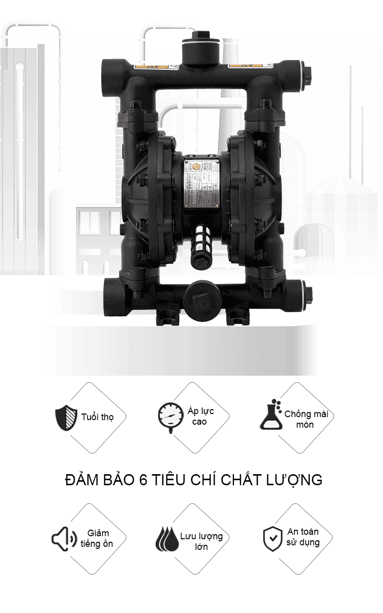 Bơm Màng Khí Nén GODO QBY3-20-25- hợp kim nhôm