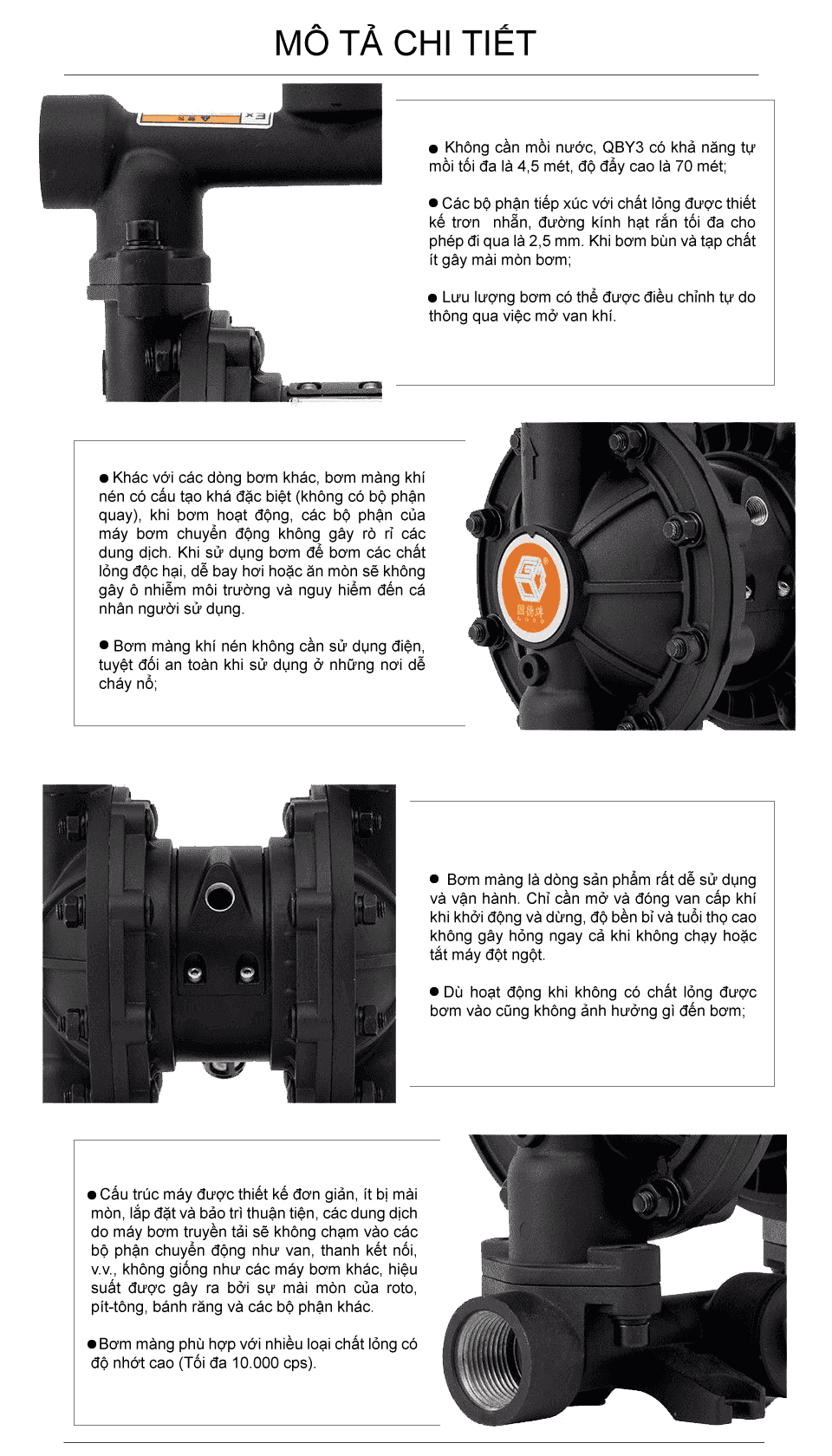 Bơm Màng Khí Nén GODO QBY3-20 NHÔM