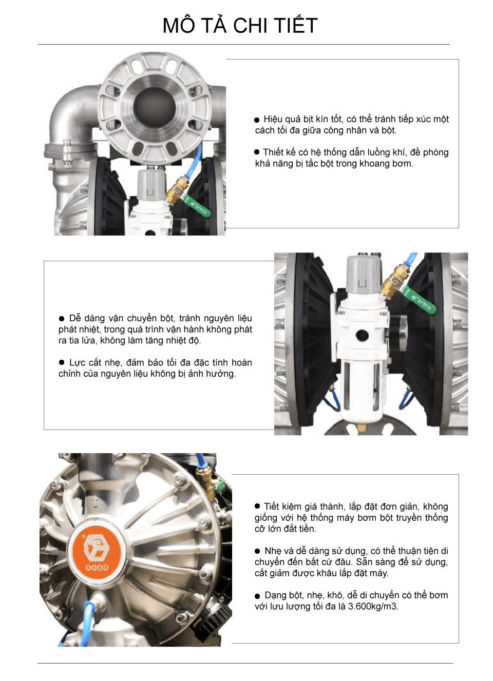 Bơm Màng Bột GODO QBF3-80/100 INOX