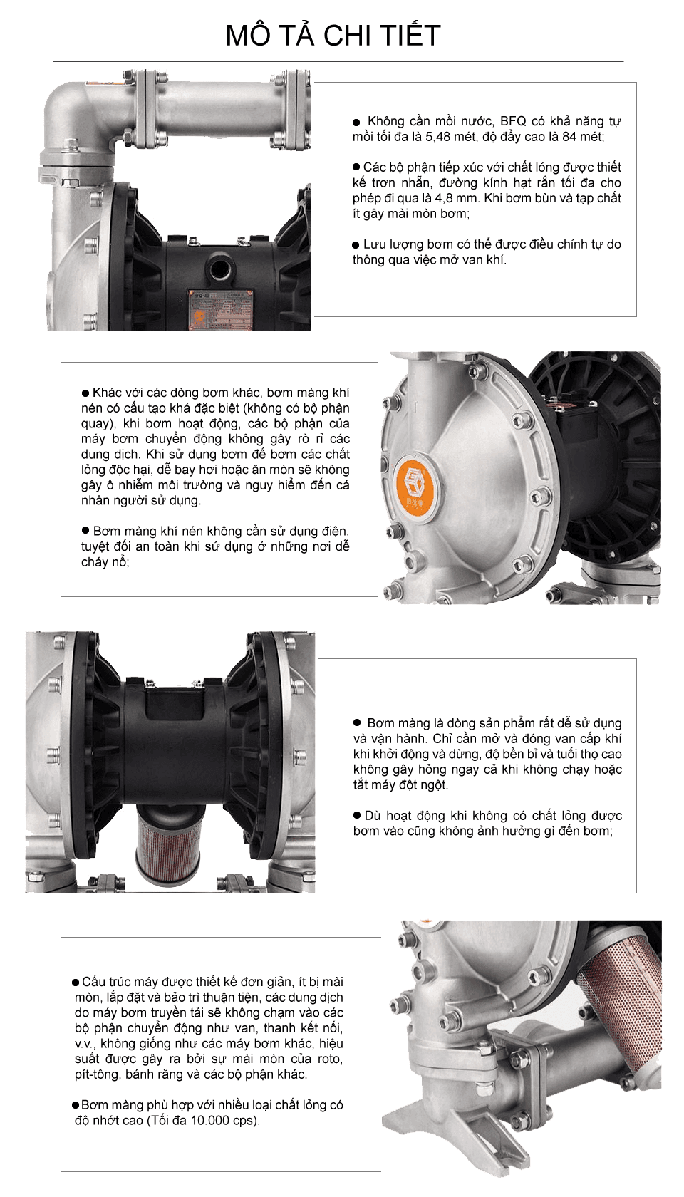 Bơm Màng Khí Nén GODO BFQ-40 INOX