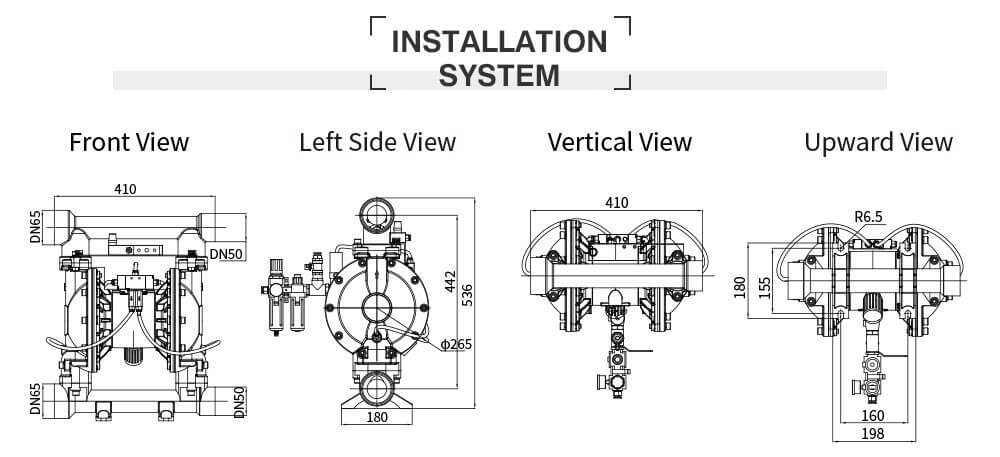 Bơm Màng Bột GODO QBF3-50/65 GANG