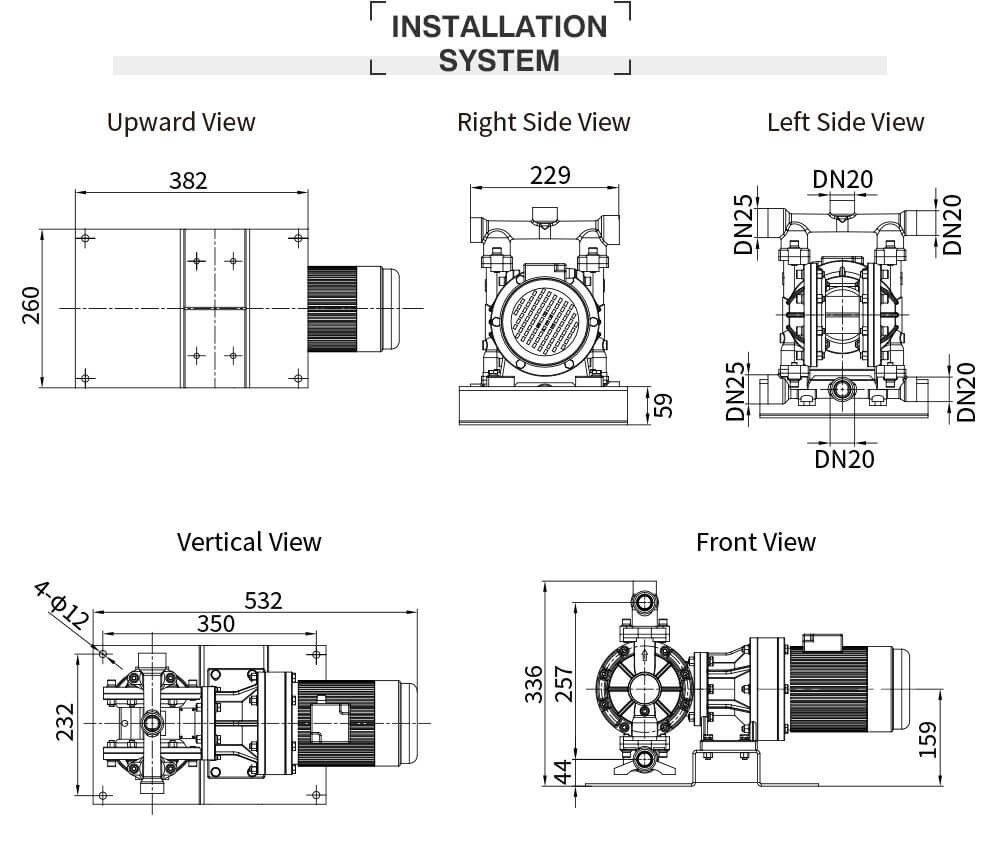 Bơm màng điện GODO DBY3S-20 Hợp kim nhôm
