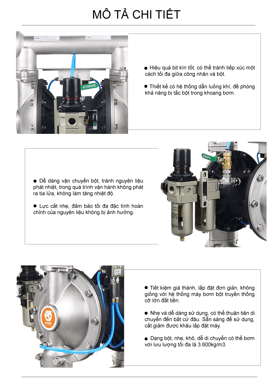 Bơm Màng Bột GODO QBF3-50/65 Inox