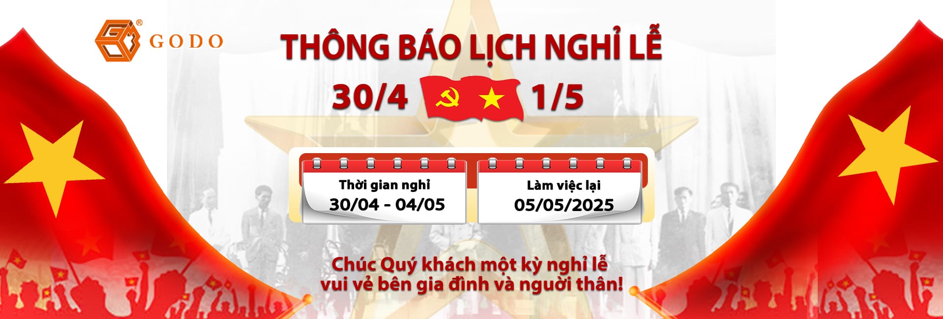 Thông báo nghỉ lễ 30/4 - 1/5/2025