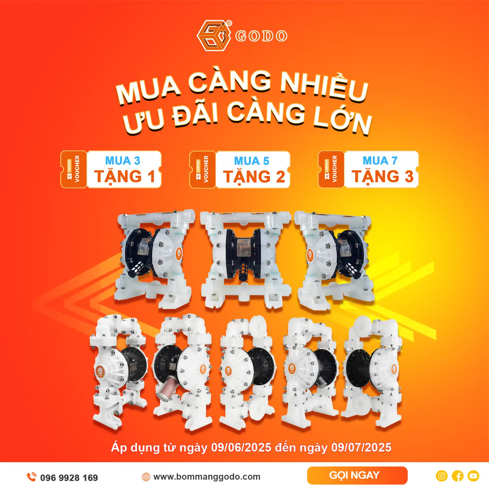 Máy bơm hóa chất dạng màng GODO - Bơm công nghiệp trong ngành hóa chất 65 bom mang khi nen godo uu dai thang 6