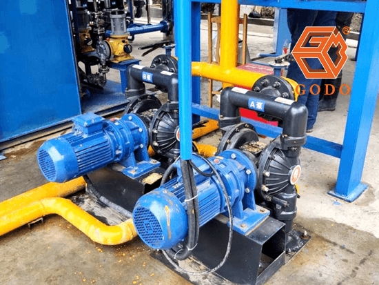 Máy bơm màng điện GODO trong dự án bơm bùn nước thải