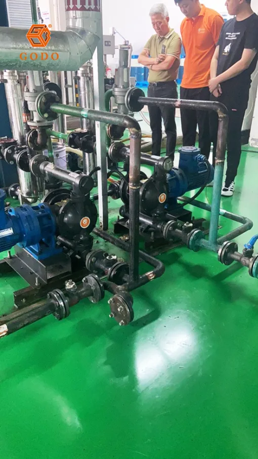 Chạy thử máy bơm màng điện thân gang